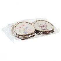 Artikel Blomsterbillede kanin i æg påskeæg dekoration træ 9,5×12cm 6 stk