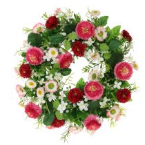 Blomsterkrans med Bellis lyserød-hvid Ø30cm