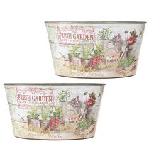 Artikel Blomsterskål vintage plast Fresh Garden farverig Ø21cm 2stk