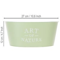 Artikel Blomsterskål oval zink mintgrøn 27×18 cm H12,5 cm