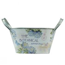 Artikel Blomsterskål med hanke ovale metalhortensia 32×15×15cm