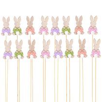 Artikel Blomsterpind Farverig Bunny Trædekoration Påske 6cm 12 stk