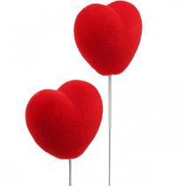 Artikel Blomsterstik deco hjerte rødt hjertestik 6x6cm H26cm 18 stk