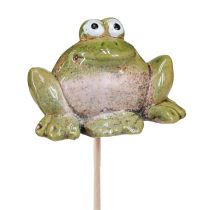 Artikel Blomsterprop frø keramik grøn brun 6x4x4,5cm 4 stk