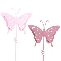 Artikel Blomsterprop butterfly metal pink L24cm 12 stk