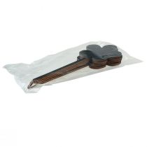 Artikel Blomsterpæle mini træplaketter sorte Ø10 cm 6-delt sæt dekoration