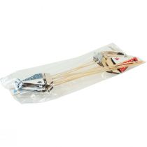 Artikel Blomsterstik båd sejlbåd dekoration træfarvet 5,5x8cm 12 stk