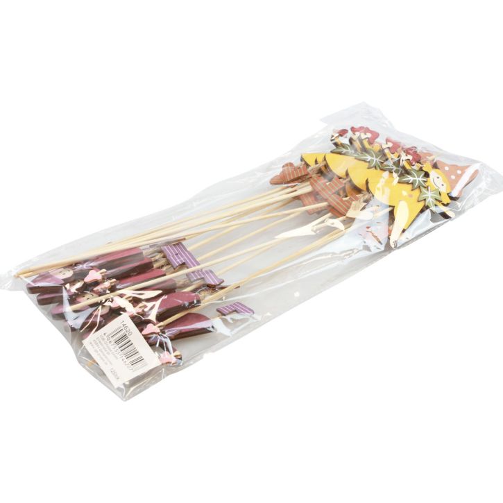 Artikel Blomsterstik efterårsdekoration træ gul lilla 8×6cm 12stk