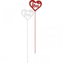 Artikel Blomsterprop hjerte rød pyntestik i træ Love 7cm 12stk