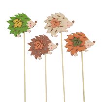 Artikel Blomsterpind Træ Pindsvin Dekoration Brun Grøn 8×6cm 12 stk