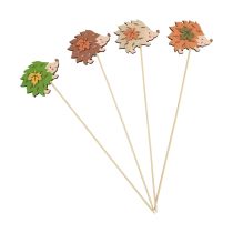 Artikel Blomsterpind Træ Pindsvin Dekoration Brun Grøn 8×6cm 12 stk