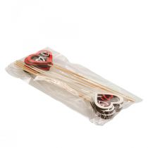 Artikel Blomsterstik Valentinsdag dekorativt stik hjerte rød 7cm 12 stk