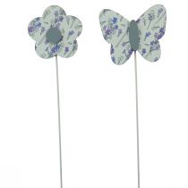 Artikel Blomsterprop sommerfuglblomst dekorativt stik træ 7cm 12 stk