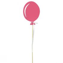 Blomsterstik buket dekoration kage topper ballon pink 28cm 8stk