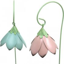 Klokkeblomster til klistring, metalblomster, springpropper L34cm pink, lilla, blå, hvid sæt med 4 stk.
