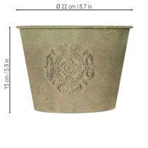 Artikel Metal urtepotte, grøn, vintage, Ø22cm–13,5cm, sæt med 3