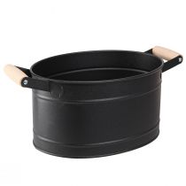 Artikel Urtepotte ovalt metalhåndtag sort natur 34x19,5x15cm