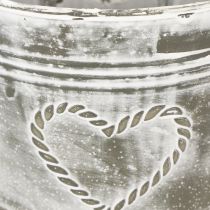 Artikel Shabby Chic urtepotte, metalplante, hjerteformet, Ø17,5 cm, H15,5 cm