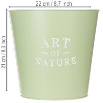 Artikel Zink urtepotte, metal plantekasse, mintgrøn, Ø22 cm, H21 cm