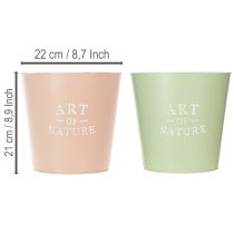 Artikel Rund blomsterkrukke Art of Nature i pastelgrøn og rosa – 22 cm, 2 stk.