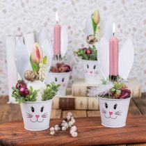 Urtepotte kanin planter metal hvid påske dekoration Ø8cm H20,5cm 4stk