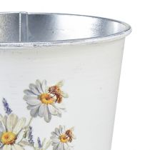 Artikel Urtepotte metal plantekasse hvide blomster 12,5cm H11,5cm