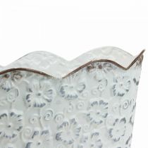 Planteskål hvid metal cachepot plantepotte 26×14×12,5cm