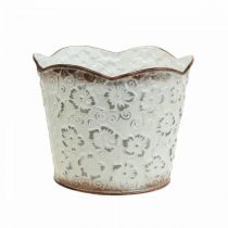 Urtepotte hvid metal cachepot plantepotte Ø13cm H11,5cm