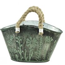 Artikel Urtepotte med hanke pose metal jute 19×13,5×13,5cm