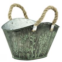 Artikel Urtepotte med hanke pose metal jute 19×13,5×13,5cm
