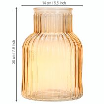 Artikel Blomstervase glas i orange retro riller Ø13,5cm H20cm