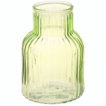 Artikel Blomstervase retro grøn glas vase riller Ø13,5cm H20cm