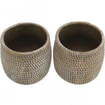 Artikel Boho urtepotte cachepot keramisk flettet look Ø9cm H10,5cm 2stk