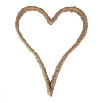 Boho stil, hjerte metal ring dekorative ring jute bånd 20cm 4 stk