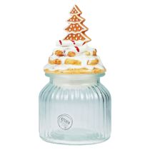 Julebonbonniere glas, gran kagedåse Ø11cm H21cm
