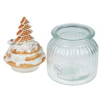Julebonbonniere glas, gran kagedåse Ø11cm H21cm