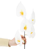 Artikel Kunstig calla med gul støvdrager, dekorative blomster, 35 cm, 10 stk.