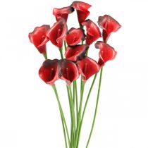 Artikel Calla røde bordeaux kunstige blomster i bundt 57cm 12 stk