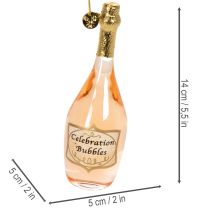 Artikel Juletræspyntsæt, champagneglas og champagneflaske, julepynt, 14 cm, 2 stk.