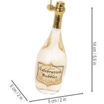 Artikel Champagneflaske og champagneglas vedhængssæt, juletræspynt, 14 cm, 2 stk.