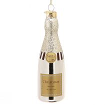 Artikel Champagneflaske til ophæng nytårsaften dekoration sølv 13cm 5 stk
