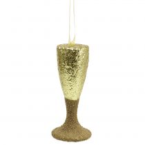 Artikel Bøjle champagneglas lysguld glitter 15cm nytårsaften og jul
