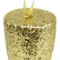 Artikel Bøjle champagneglas lysguld glitter 15cm nytårsaften og jul