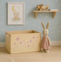 Artikel Lille trækasse trækasse blomster sommerfugl 30x18cm