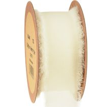 Artikel Chiffonbånd cremefarvet stofbånd med frynser 40mm 15m