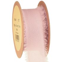 Artikel Chiffonbånd lyserødt stofbånd med frynser 40mm 15m