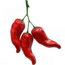 Rød chilipeber deco maddummy 9cm 3stk på gren