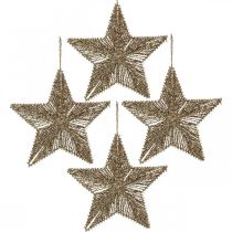 Artikel Juletræspynt, adventspynt, stjernevedhæng gylden B15cm 8 stk