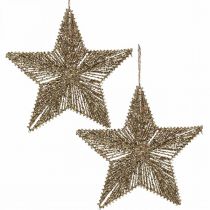 Artikel Juletræspynt, adventspynt, stjernevedhæng Gylden B25,5cm 4stk
