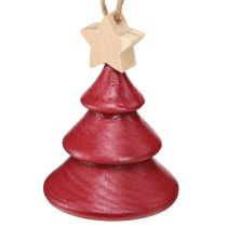 Artikel Juletræspynt grantræ rød hvid 7,5 cm 6 stk.